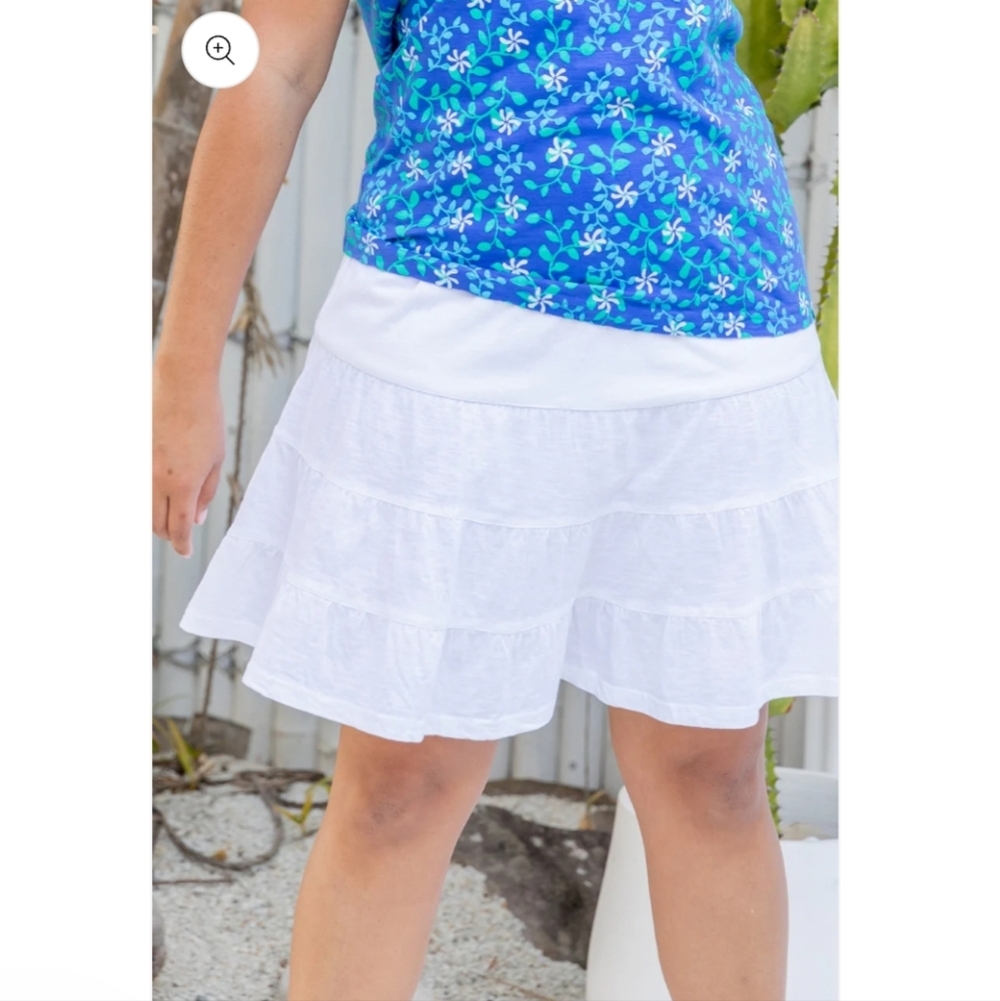 "From Indies With Love"Elegant White Tiered 100% Cotton Skirt M